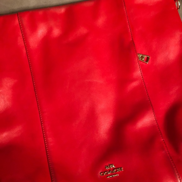 Red/Orange Hobo Coach Bag Tote - Picture 4 of 6